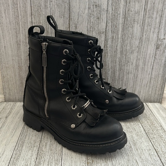 Harley Davidson Kiltie Women's black Full
Grain Logger Motorcycle Boots - Picture 6 of 10